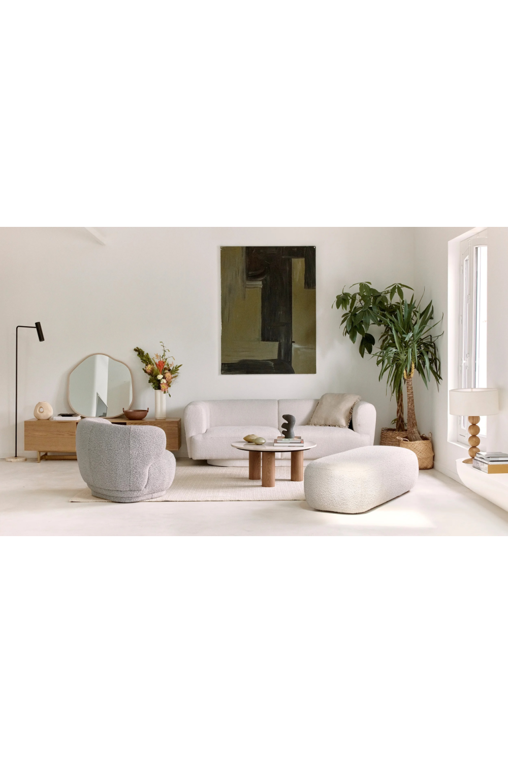 Beige Marble Round Coffee Table | NV Gallery Andrea | Oroa.com