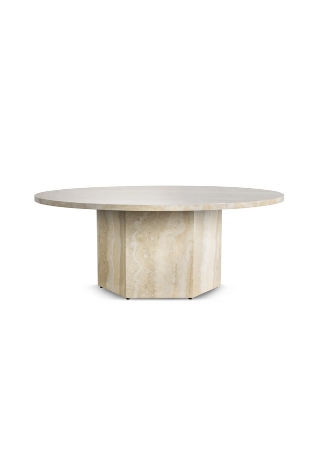 Round Glossy Travertine Coffee Table | NV Gallery Sienna | Oroa.com