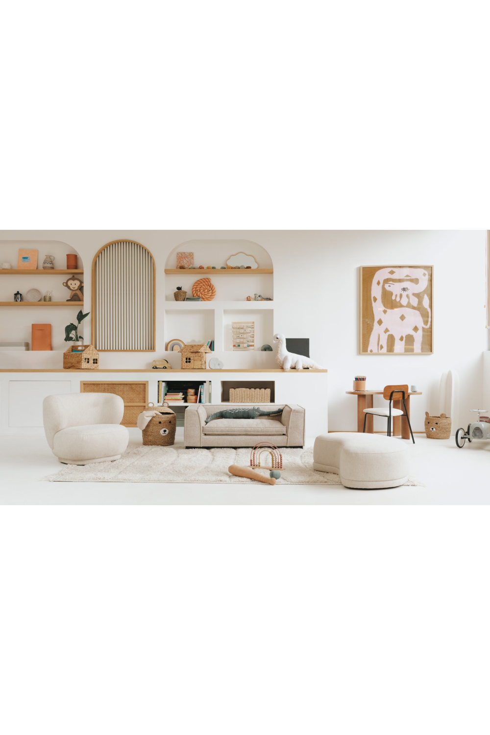 Beige Cotton Children's Bench | NV Gallery Enzo Mini | Oroa.com