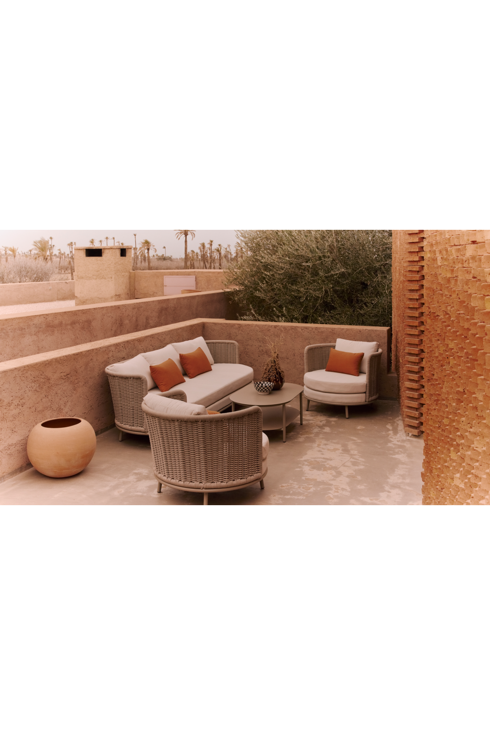 Taupe Curved Outdoor Armchair | NV Gallery Florentino | Oroa.com