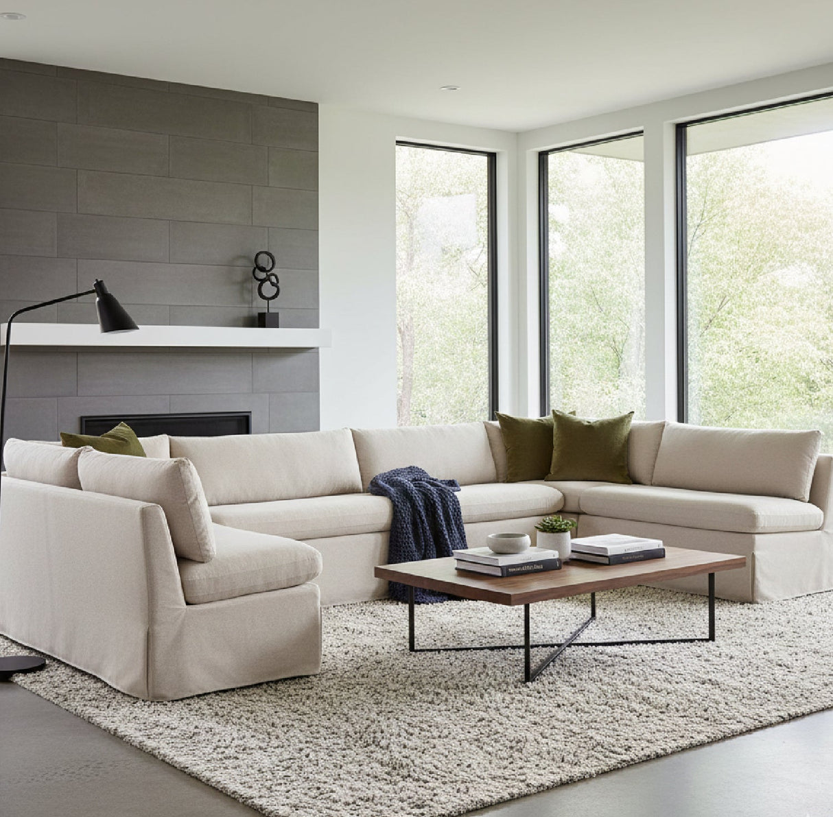 Modern European furniture - Beige U-Shaped Dining Banquette Slipcover L - www.oroa.com