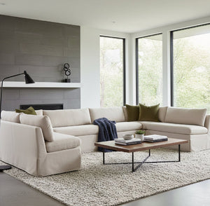 Modern European furniture - Beige U-Shaped Dining Banquette Slipcover L - www.oroa.com