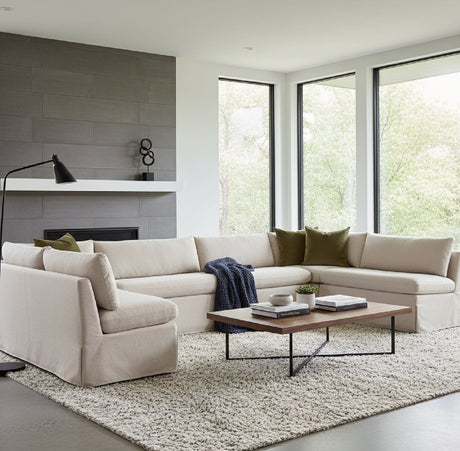 Modern European furniture - Beige U-Shaped Dining Banquette Slipcover L - www.oroa.com