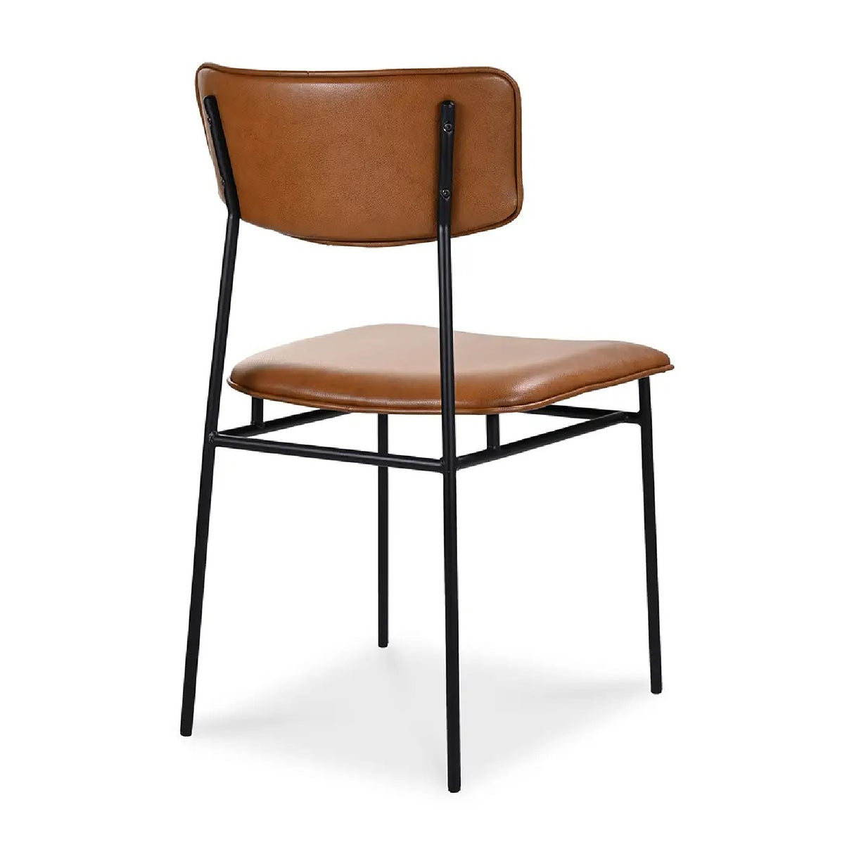 Modern European furniture - Iron-Framed Brown Leather Dining Chairs (2) - www.oroa.com