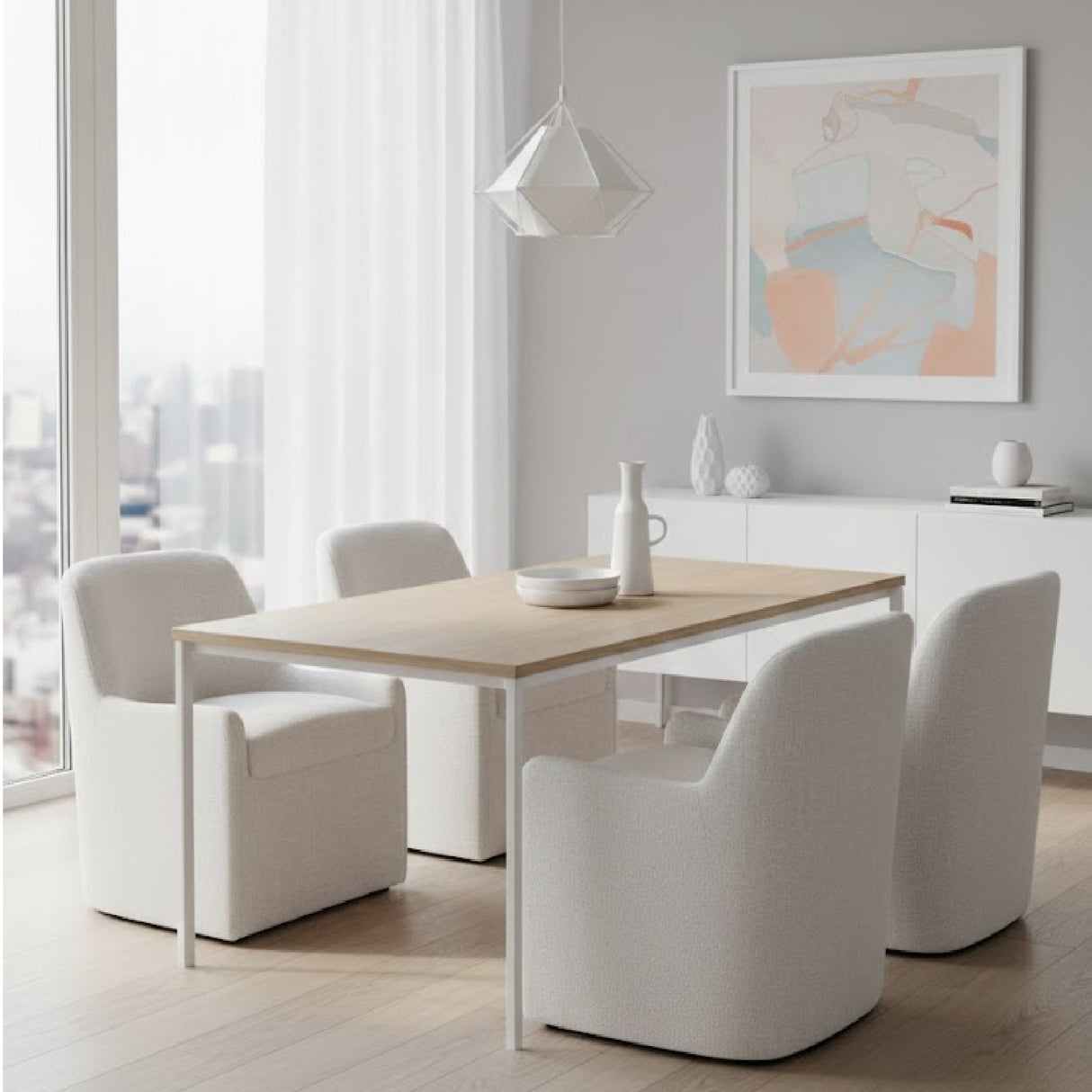 Upholstered Rolling Dining Chair | Novi Living Sandy | Oroa.com