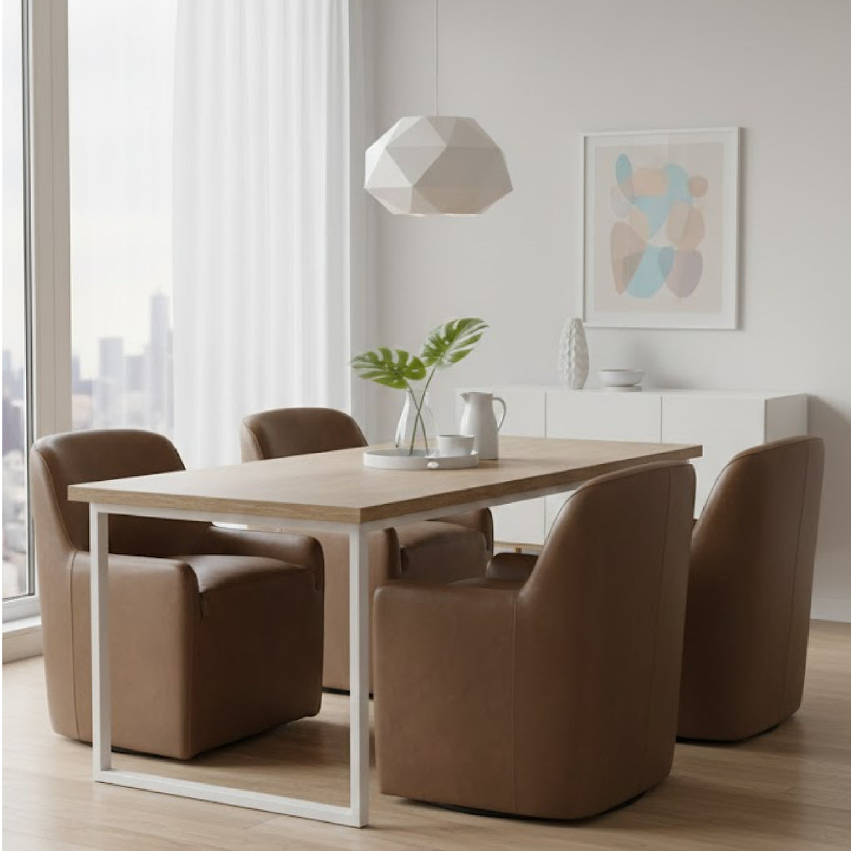Upholstered Rolling Dining Chair | Novi Living Sandy | Oroa.com