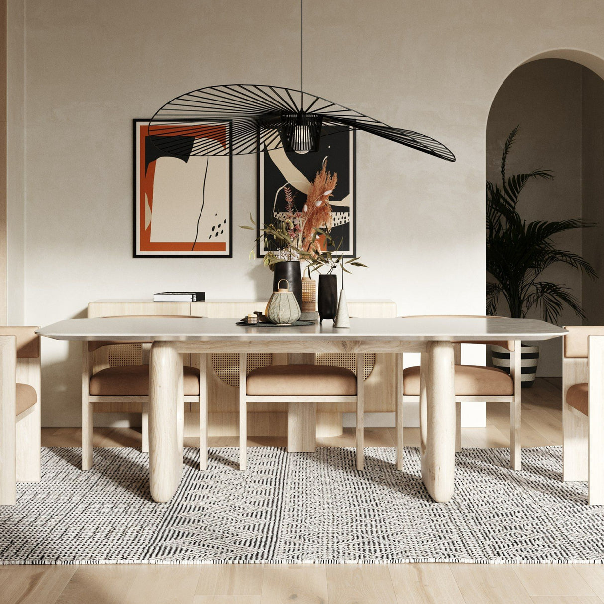   Beige Marble Dining Table | Oroa.com