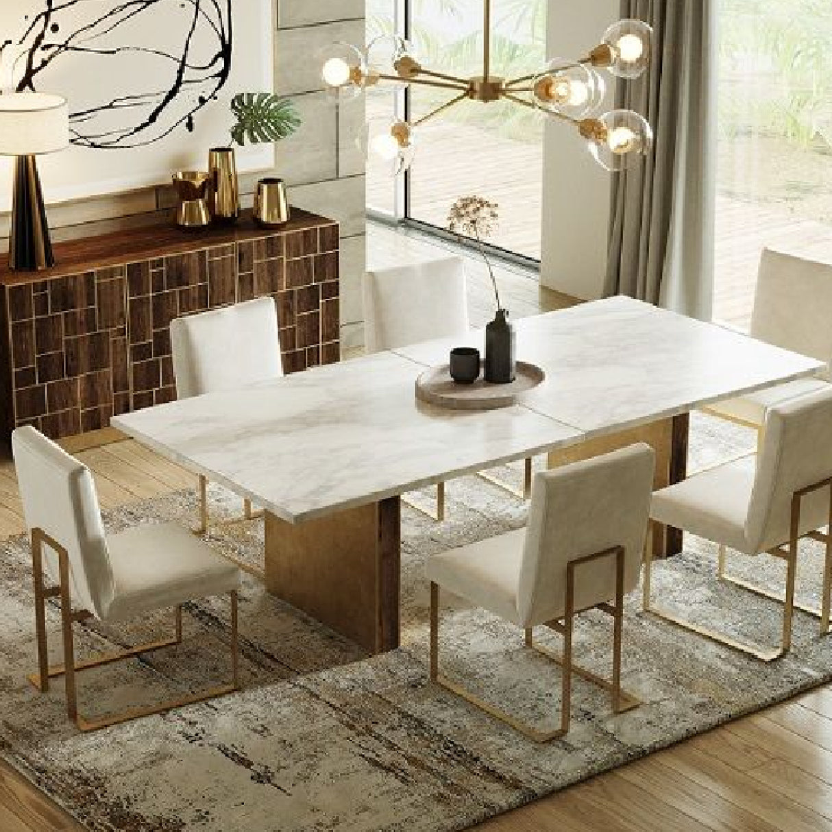  White Marble Rectangular Dining Table | Oroa.com