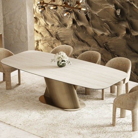   Travertine-Look Finish Dining Table | Oroa.com