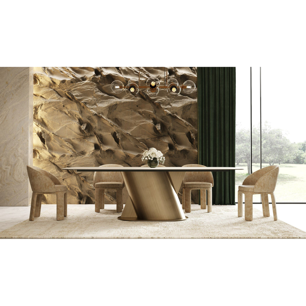   Travertine-Look Finish Dining Table | Oroa.com
