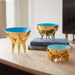 Blue Interior Brass Bowl L | Jonathan Adler Oscar | Oroa.co