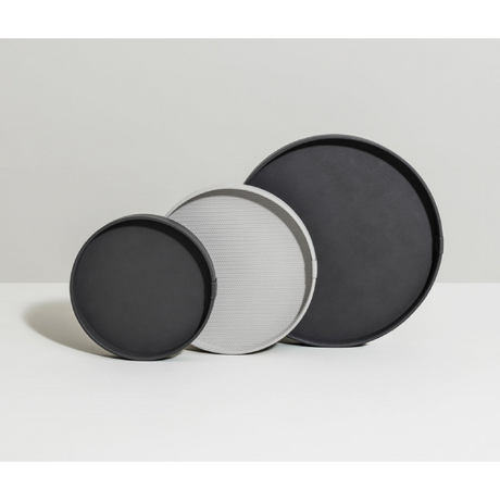 Calfskin Leather Round Tray | Pinetti Gea | OROA.com