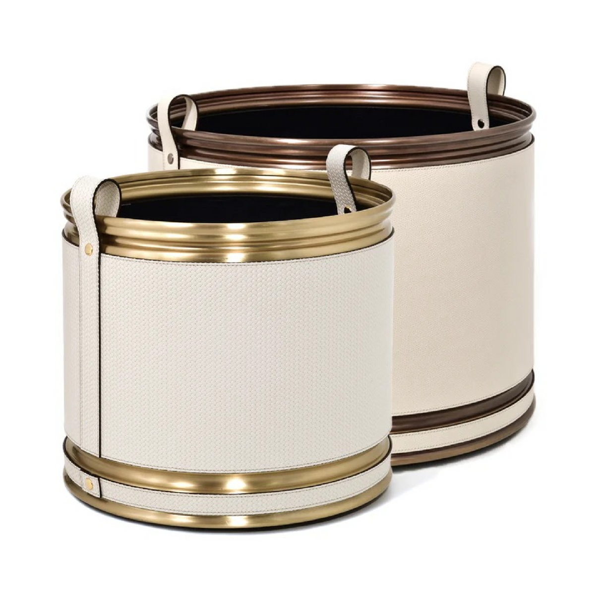 Leather Wheeled Cachepot | Pinetti  | OROA.com