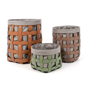Handwoven Leather Basket L | Pinetti Hook | OROA.com