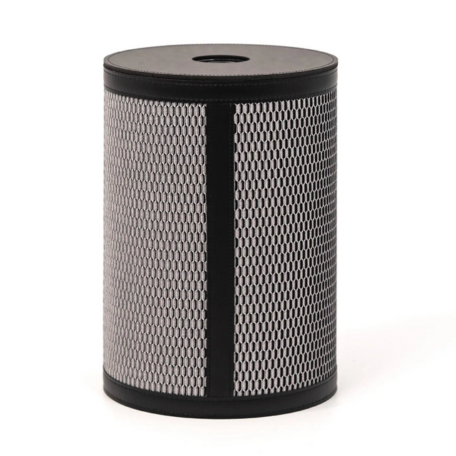 Cylindrical Leather Paper Bin | Pinetti Nadia | OROA.com