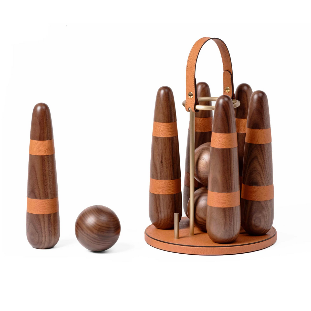 Walnut Wood Bowling Set | Pinetti | OROA.com