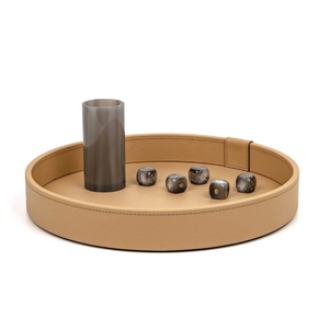 Round Leather Dice Game Set | Pinetti | OROA.com
