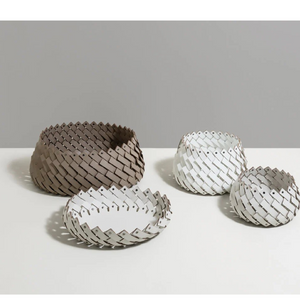 Leather Weave Oval Basket L | Pinetti Almeria | OROA.com