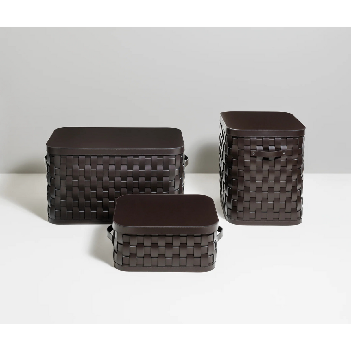 Tall Rectangular Leather Basket L | Pinetti Demetra | OROA.com