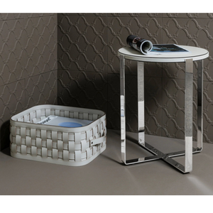 Rectangular Woven Leather Basket S | Pinetti Demetra | OROA.com