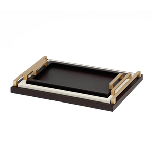 Leather Tray with Metal Handle | Pinetti Jupiter | OROA.com