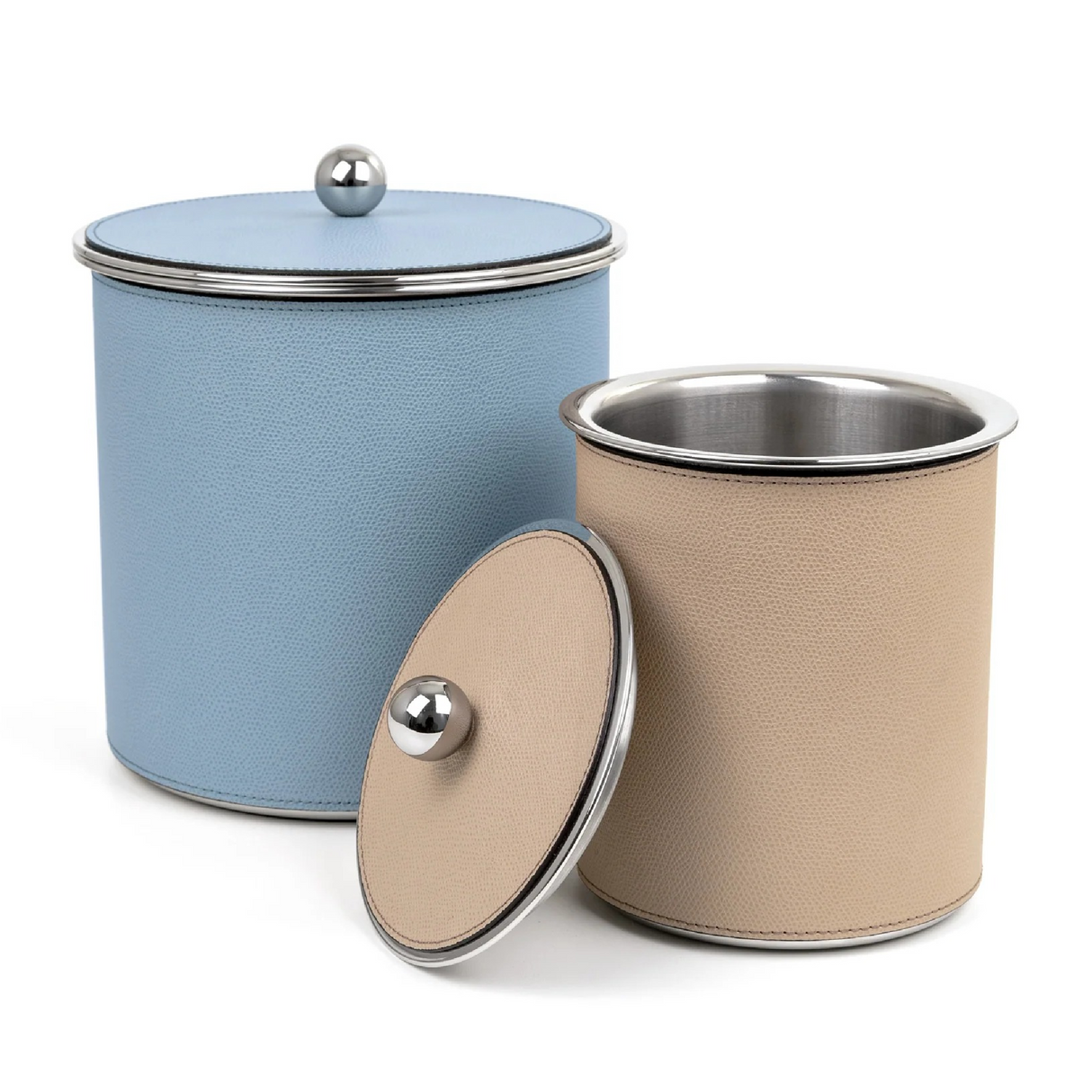 Cylindrical Leather Covered Ice Bucket | Pinetti Axel | OROA.com