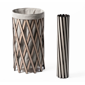Leather Covered Foldable Laundry Basket | Pinetti Safari | OROA.com