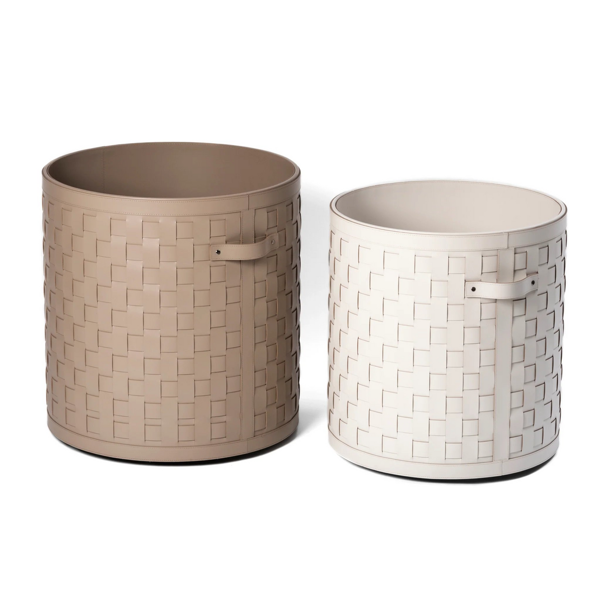 Wheeled Woven Leather Basket | Pinetti Demetra | OROA.com