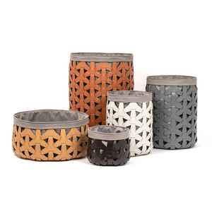 Woven Leather Round Basket S | Pinetti Granada | OROA.com