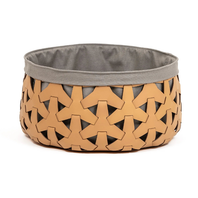 Woven Leather Round Basket L | Pinetti Granada | Italianfuniture.com