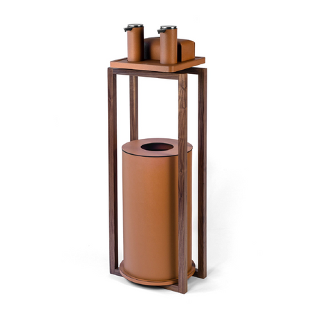 Walnut Framed Leather Sanitizing Stand | Pinetti Igea | OROA.com