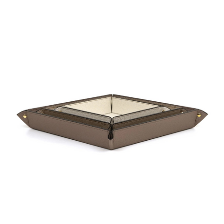 Square Studded Leather Trinket Tray | Pinetti Rigid | OROA.com