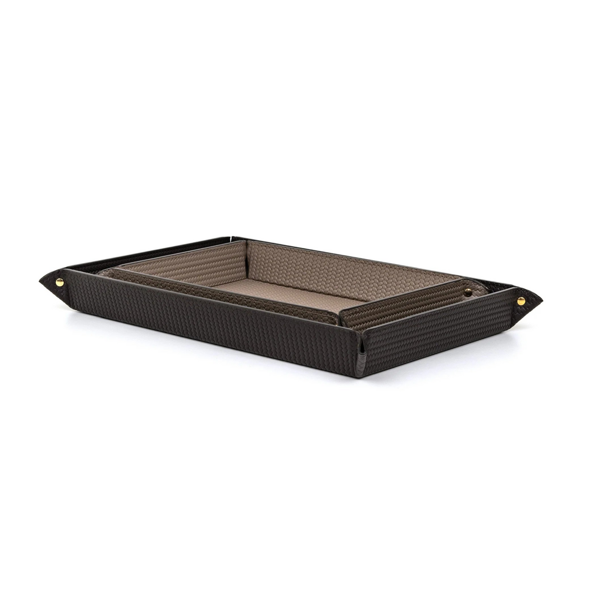Rectangular Studded Leather Trinket Tray | Pinetti Rigid | OROA.com