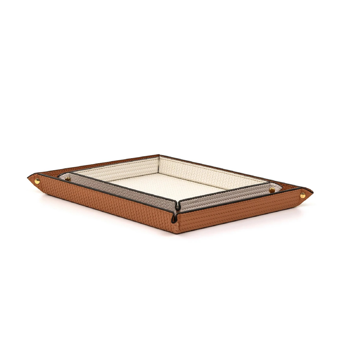 Rectangular Studded Leather Trinket Tray | Pinetti Rigid | OROA.com