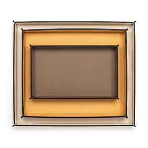 Rectangular Calfskin Leather Tray | Pinetti Leslie | OROA.com