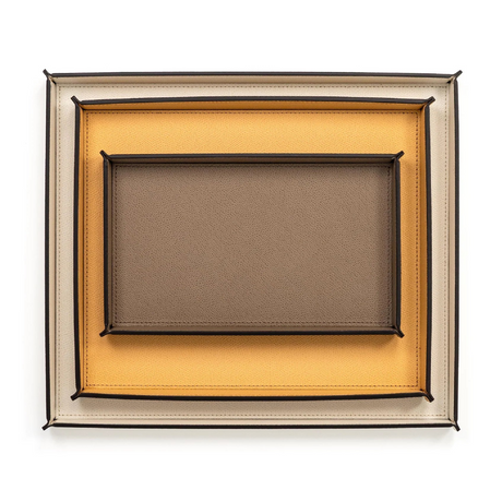 Rectangular Calfskin Leather Tray | Pinetti Leslie | OROA.com