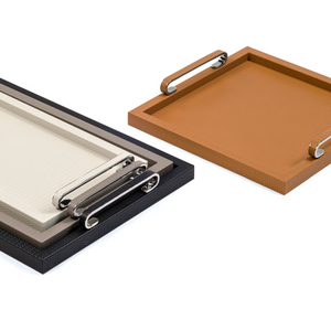 Leather Covered Wooden Tray | Pinetti Foscari | OROA.com