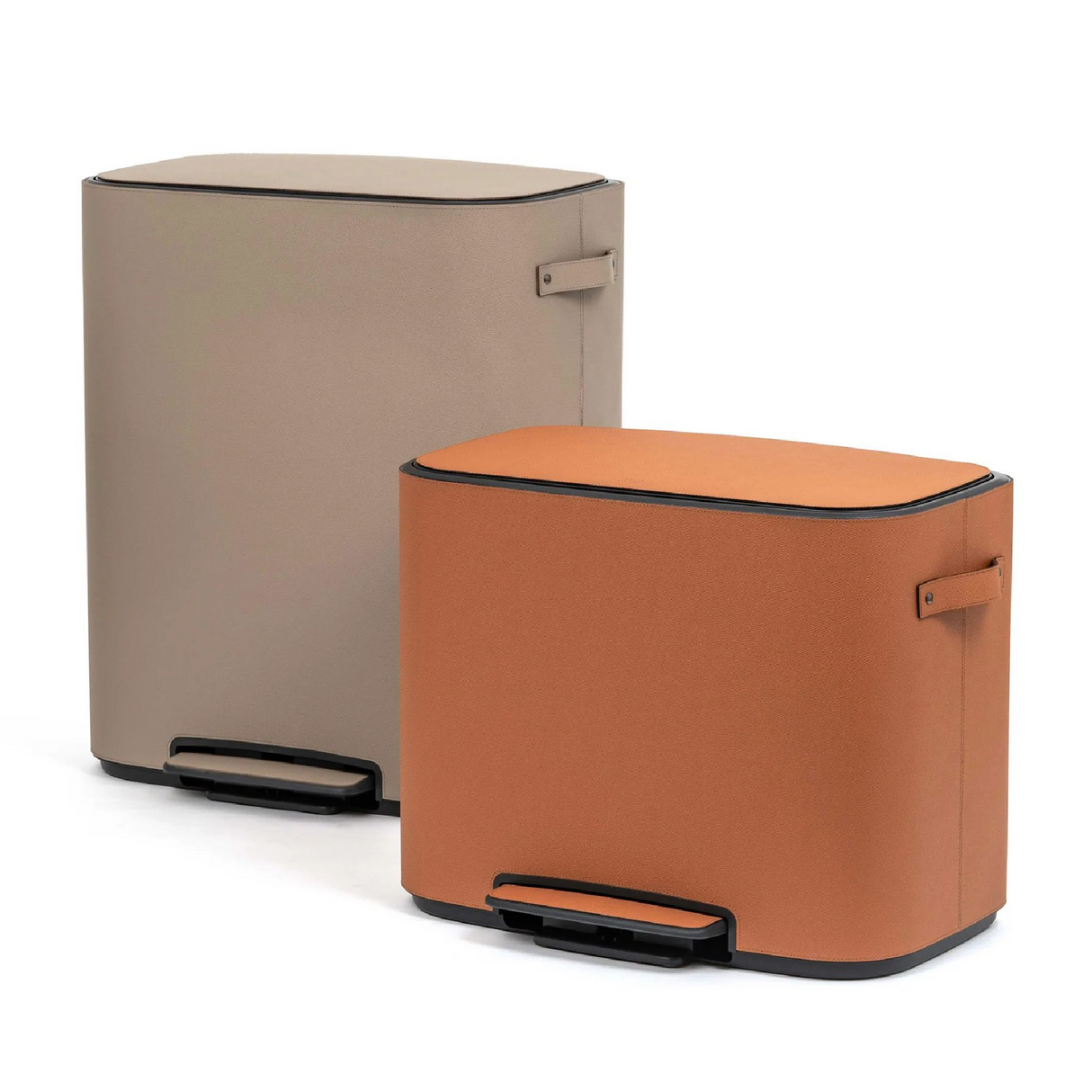 Leather Covered Tall Pedal Bin | Pinetti Big | OROA.com