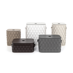 Flat Lidded Leather Square Basket L | Pinetti Demetra | OROA.com