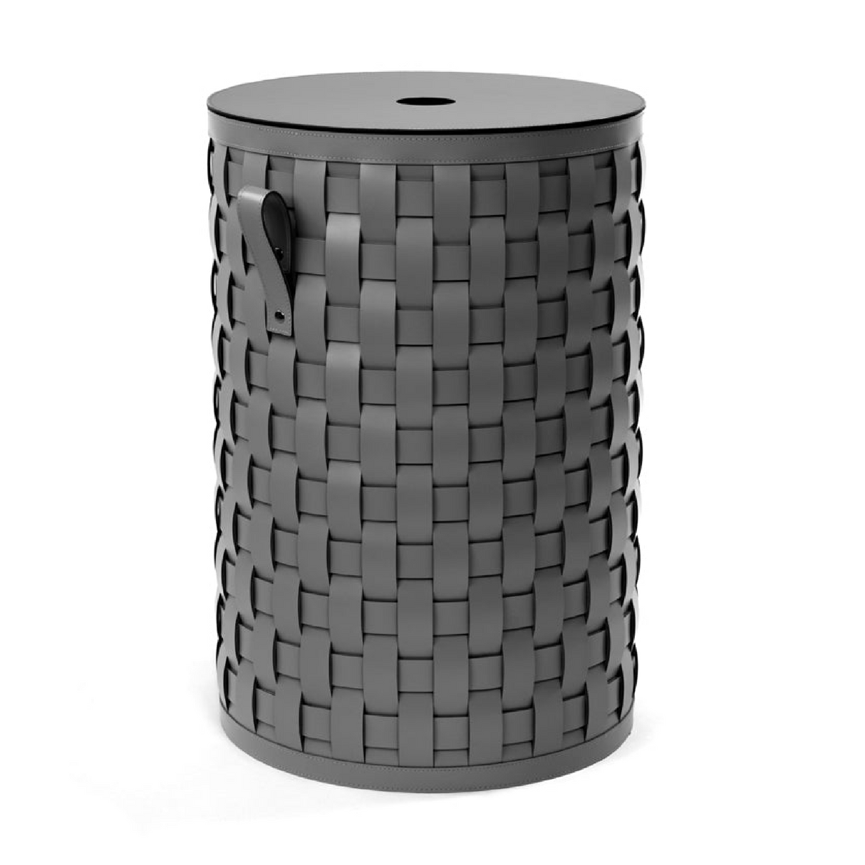 Flat Lidded Leather Tall Basket | Pinetti Demetra | OROA.com