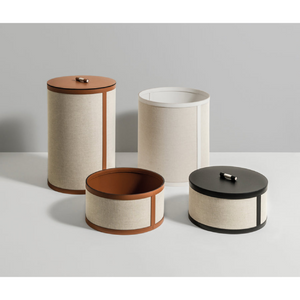 Leather Cylindrical Tall Round Basket | Pinetti | OROA.com
