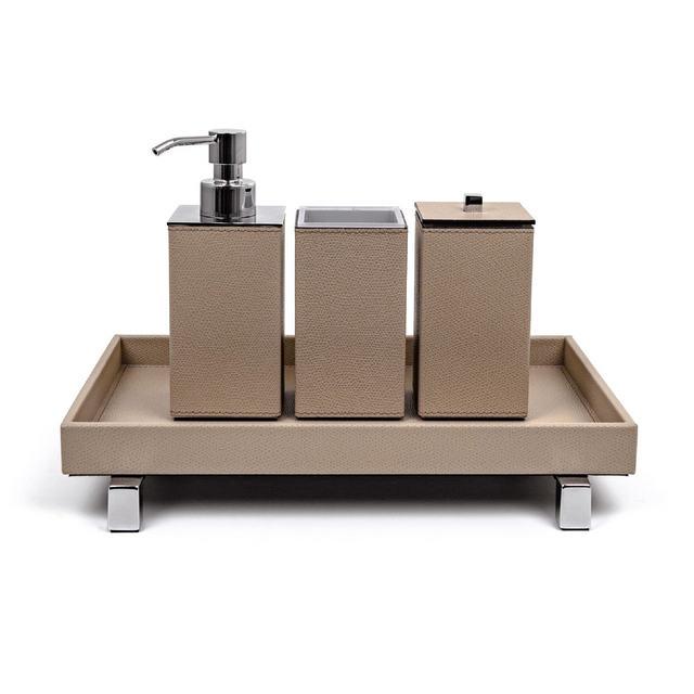 Square Leather Bathroom Set | Pinetti Poseidon | OROA.com