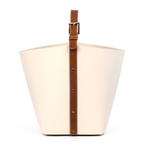 Flared Leather Basket with Handle | Pinetti Ovo | OROA.com