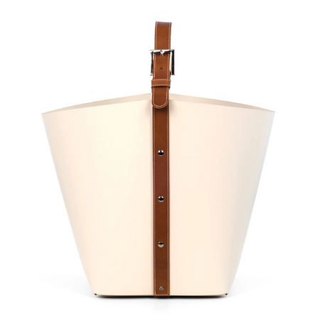 Flared Leather Basket with Handle | Pinetti Ovo | OROA.com