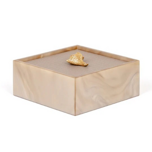 Leather Lidded Square Box L | Pinetti Bea | OROA.com
