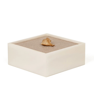 Leather Lidded Square Box L | Pinetti Bea | OROA.com