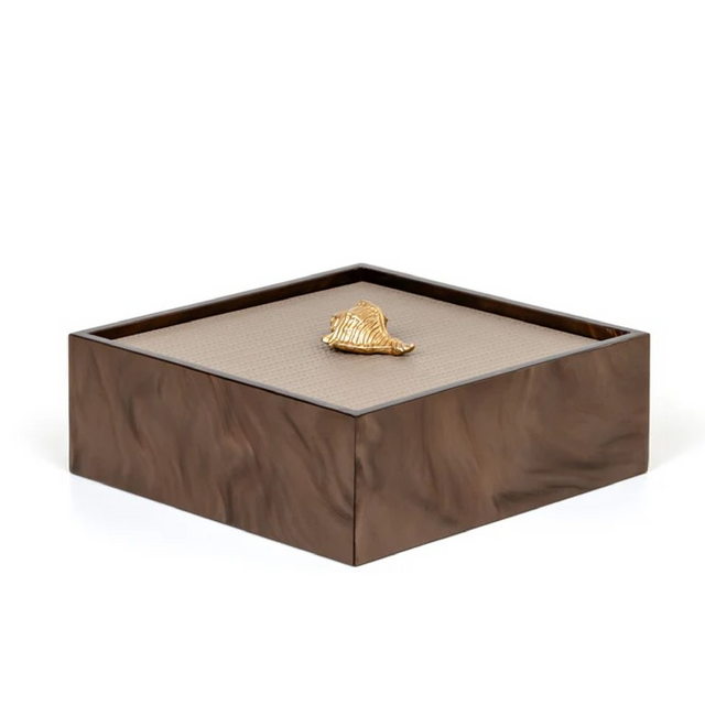 Leather Lidded Square Box S | Pinetti Bea | OROA.com