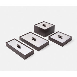 Calfskin Leather Rectangular Box | Pinetti Iside | OROA.com