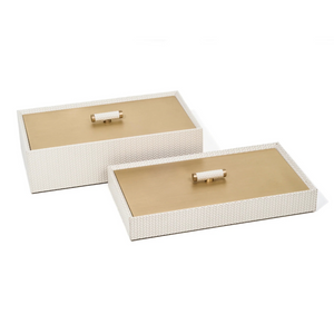 Calfskin Leather Rectangular Box | Pinetti Iside | OROA.com