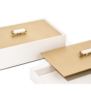 Calfskin Leather Rectangular Box | Pinetti Iside | OROA.com